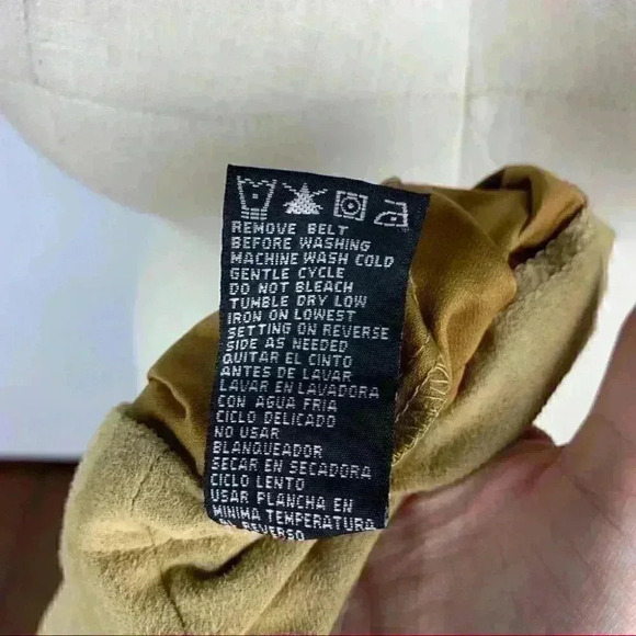 Vtg predictions dress size 14 tan ultra suede vegan button down safari 90s y2k - Picture 8 of 9